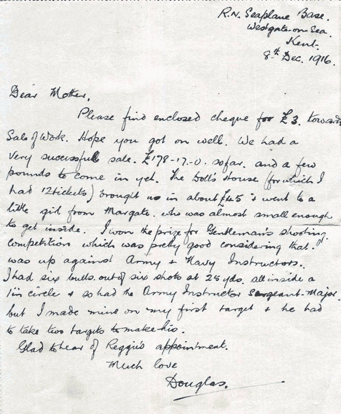 John Douglas Hume's last letter home, 8 Dec 1916. National Records of Scotland reference: GD486/133